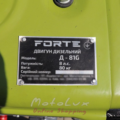 Dieselový dvojkolesový malotraktor Forte M-81 G, 8 HP, ručný štartér + fréza