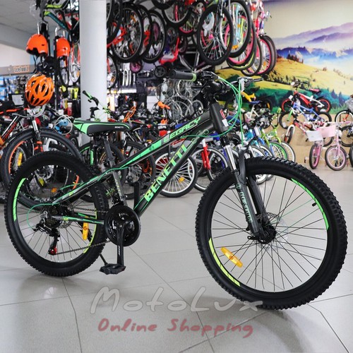 Bicykel pre tínedžerov Benetti MTB Legacy DD, колесо 24, рама 12, 2020, black n green