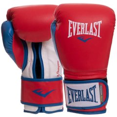 Перчатки боксерские на липучке PU Everlast Powerlock EVP00000730, красный с синим