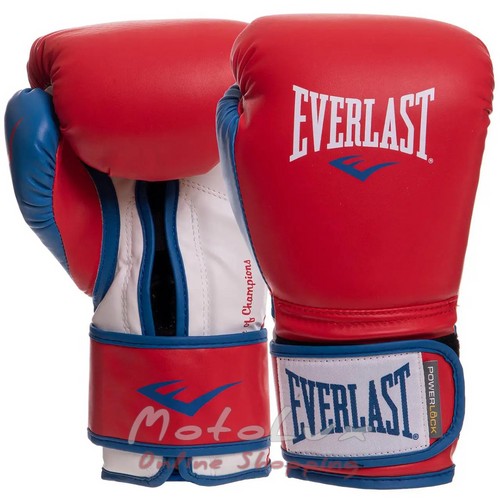 Boxing gloves with Velcro PU Everlast Powerlock EVP00000730, red with blue