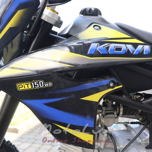 Мотоцикл Kovi PiT 150 WD, желтый с голубым