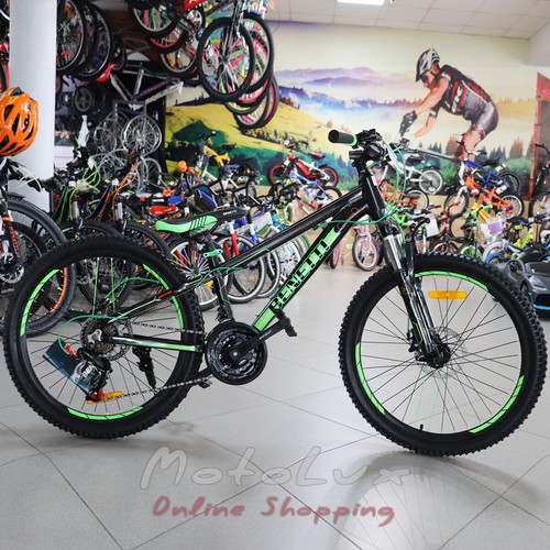 Teenage bike Benetti Legacy DD, колесо 24, frame 12, 2019, black n green