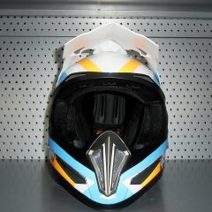 Шолом Geon 615 Крос Razor (fiberglass) Orange blue із застібкою